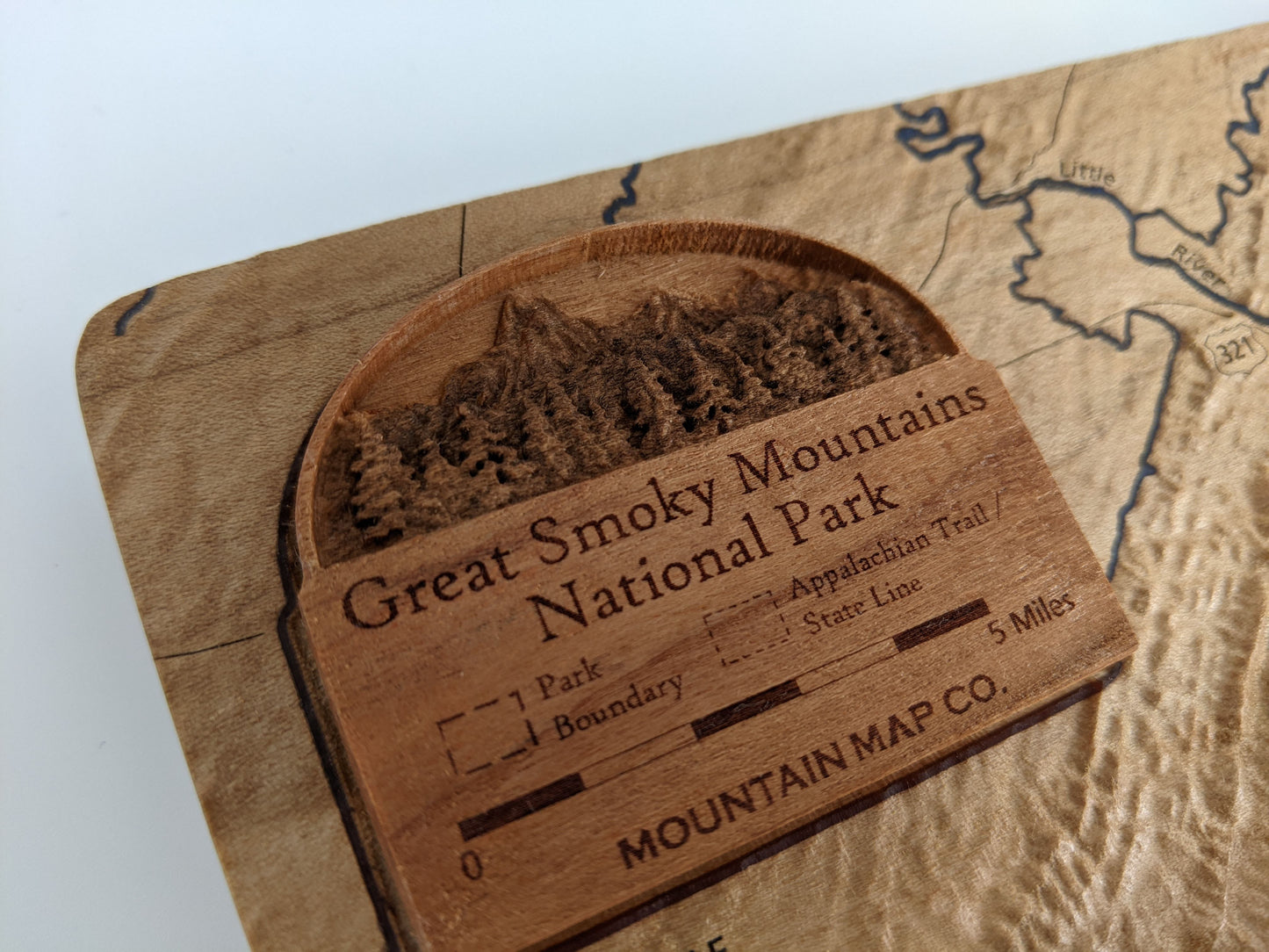 Great Smoky Mountains National Park, Handcrafted  Wood Topographical Maps