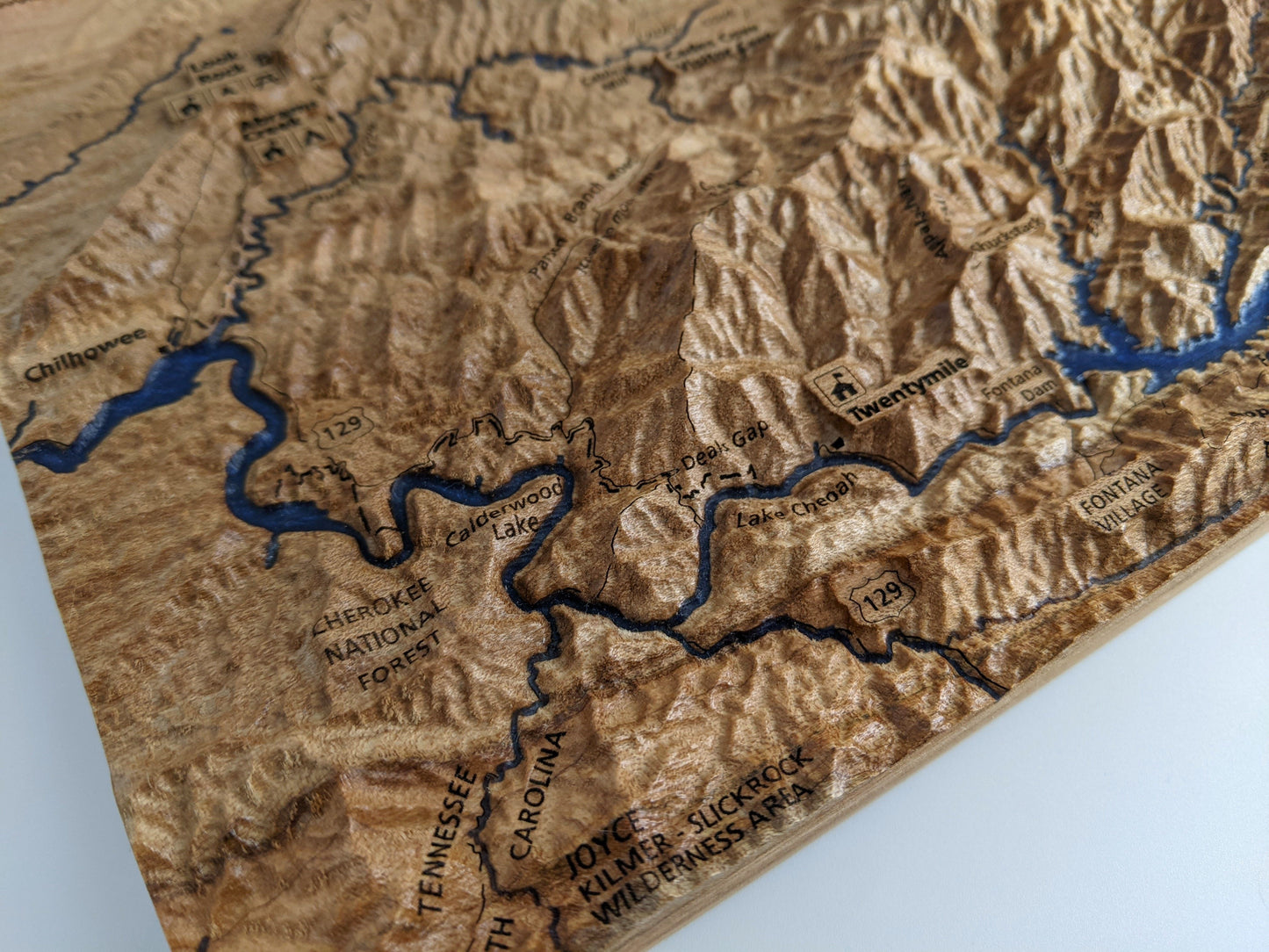 Great Smoky Mountains National Park, Handcrafted  Wood Topographical Maps