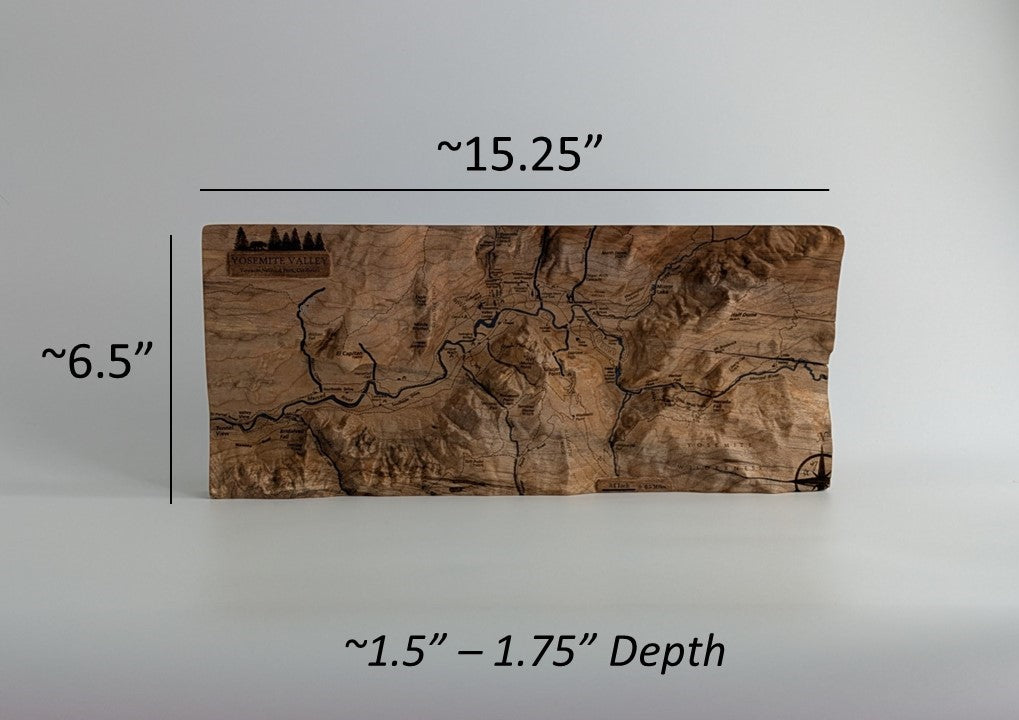 Yosemite Valley - Handcrafted Wood Topographical Maps