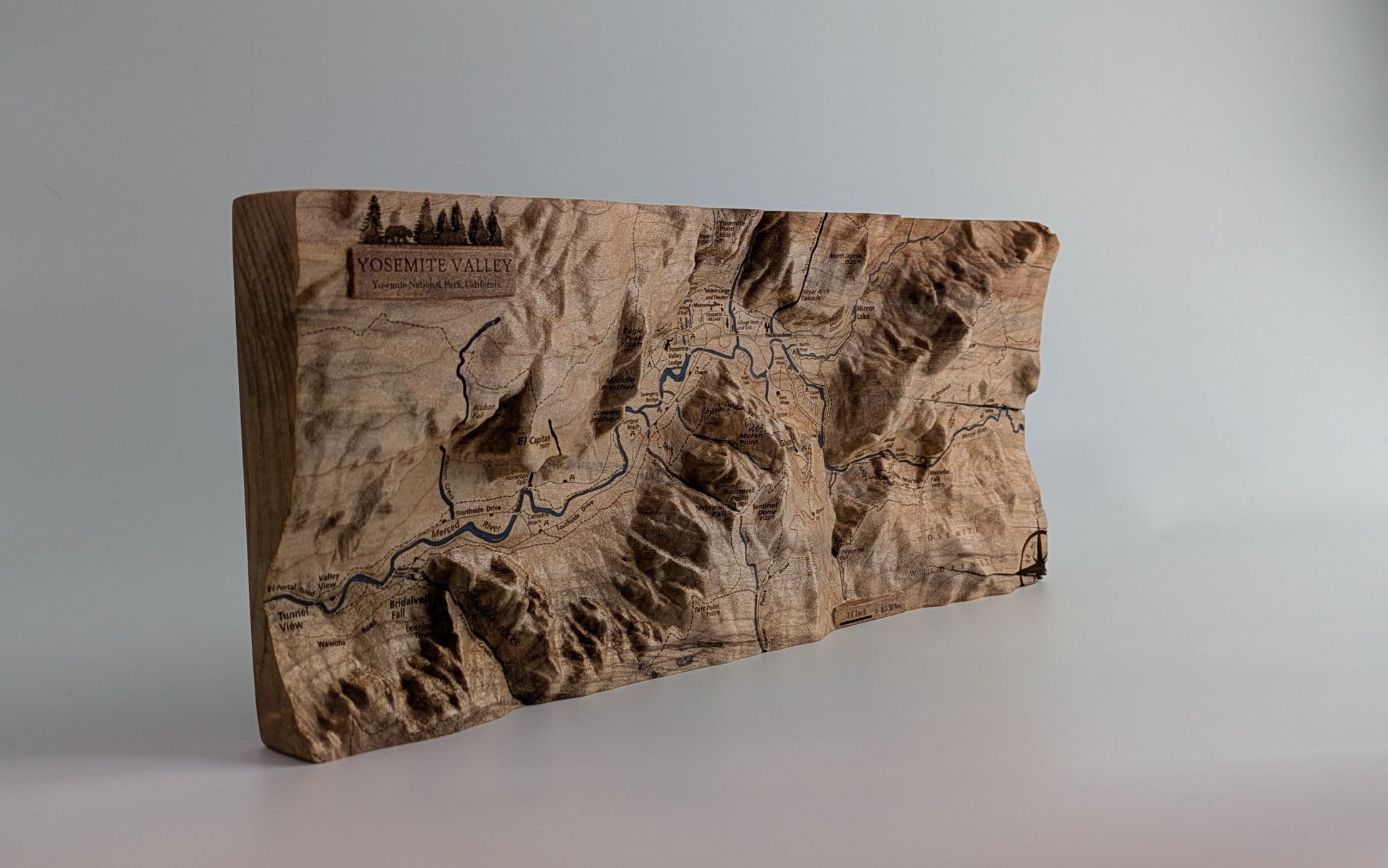 Yosemite Valley - Handcrafted Wood Topographical Maps