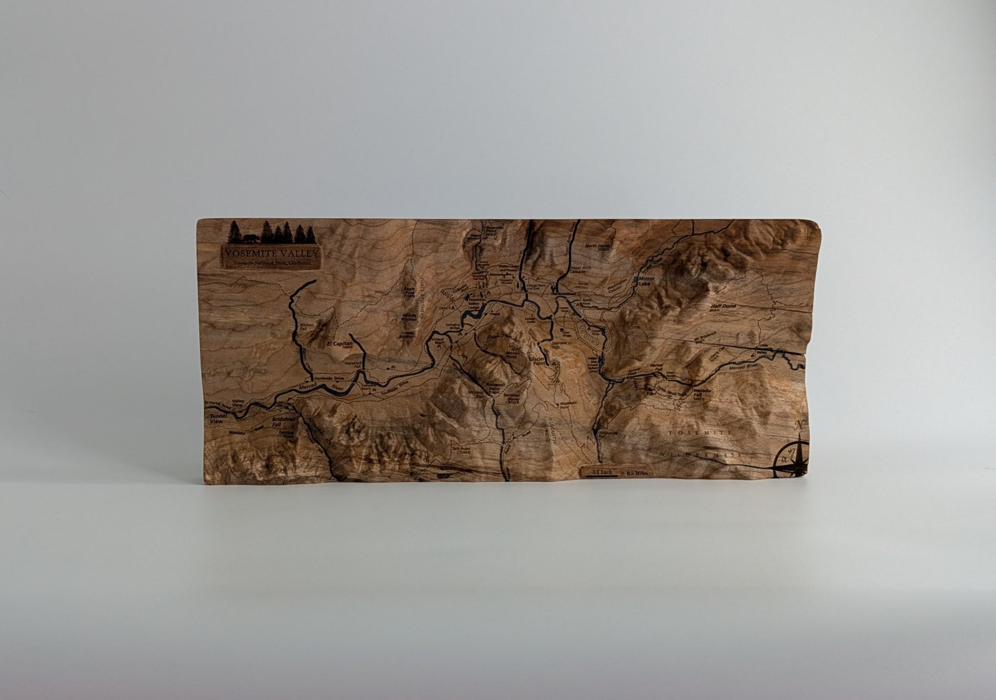 Yosemite Valley - Handcrafted Wood Topographical Maps