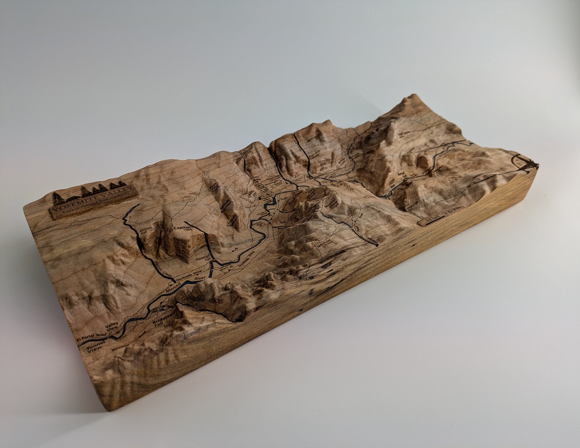 Yosemite Valley - Handcrafted Wood Topographical Maps