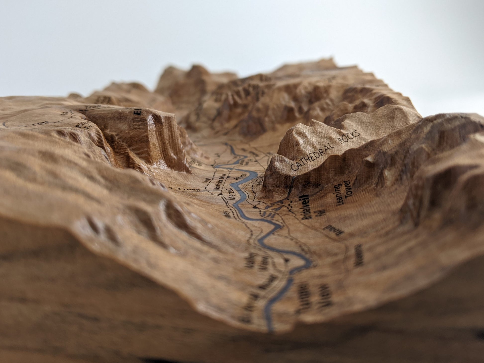 Yosemite Valley, Handcrafted  Wood Topographical Maps