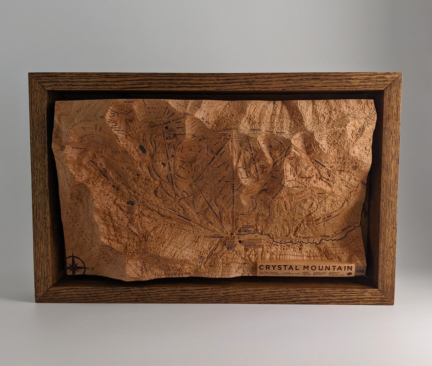 Crystal Mountain Ski Area 3D Wood Map